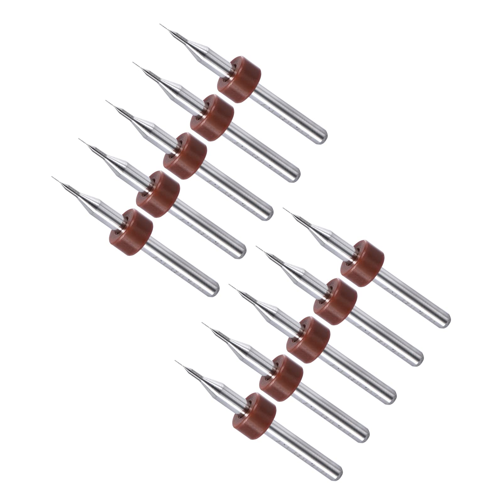 CoCud Micro PCB Drill Bits, 1/8" Shank 0.1mm Cutting Edge, Tungsten Carbide Print Circuit Board Drill Bit - (Applications: for CNC Drilling Engraving Machine), 1-Set (10-Pieces)