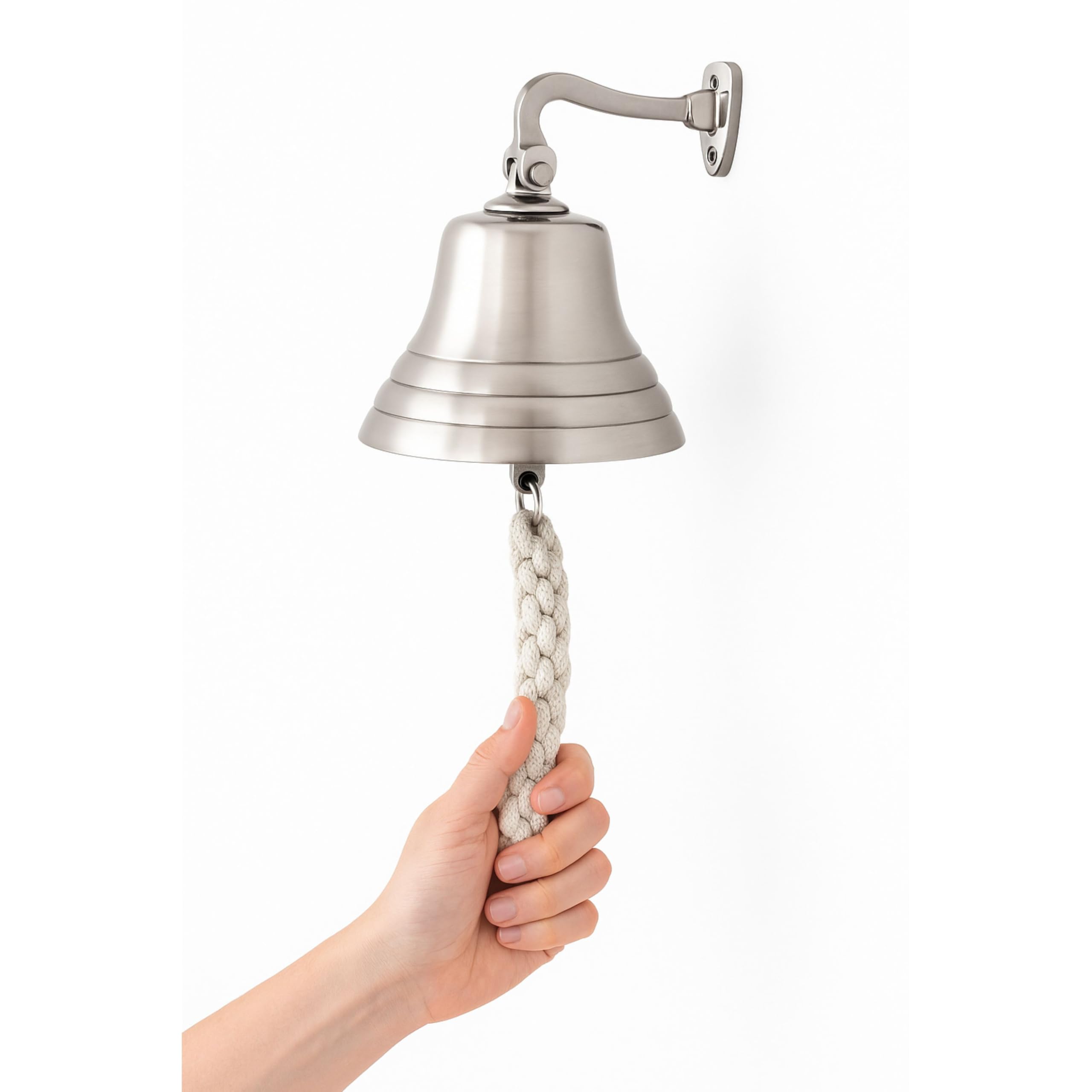 Assorted Collections Bar Accessories for Home Pub Hand Bell Wall Mounted Bell Unique Silver Bell with Crisp Loud Sound, Ideal for Christmas 5 Inch