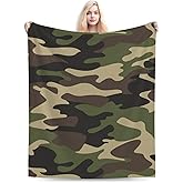 Camouflage Classic Camo Blanket Soft Comfy Flannel Throw Blankets Lightweight Warm Bed Throws Plush For Couch Sofa Camping Office Travel Home Bedroom Decor Girls Boys Kids Gifts 50"X40"