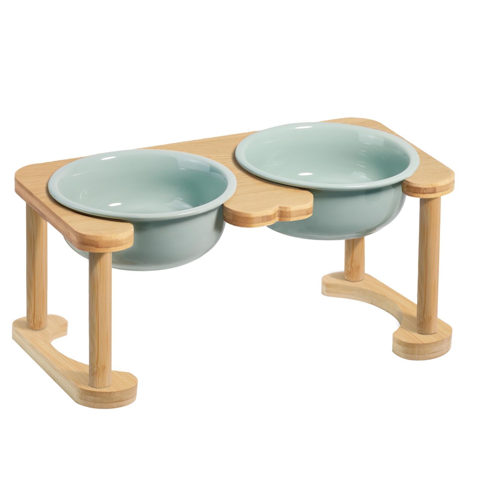 Photo 1 of Elevated Ceramic Dog Bowls, Raised Dog Bowl with Anti-Slip Stand, Pet Feeding Dishes for Medium Sized Dogs, Modern Pet Feeder Bowl, Dog Food & Water Bowl Set (6.3" Tall-28oz-Light Green)