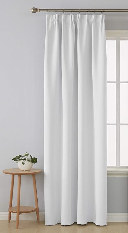 Deconovo Rideau Occultant Chambre Bebe Salon Anti Chaleur Cuisine Fenetre Galon Fronceur Dressing Isolant Thermique 1 Pcs Polyester Blanc Pale Gris 140x175cm Amazon Fr Cuisine Maison