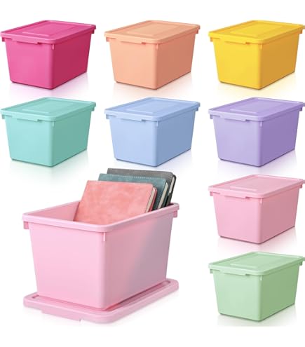 6 Pcs Plastic Storage Bins With Lids 14.4 X 10.4 X 5.1