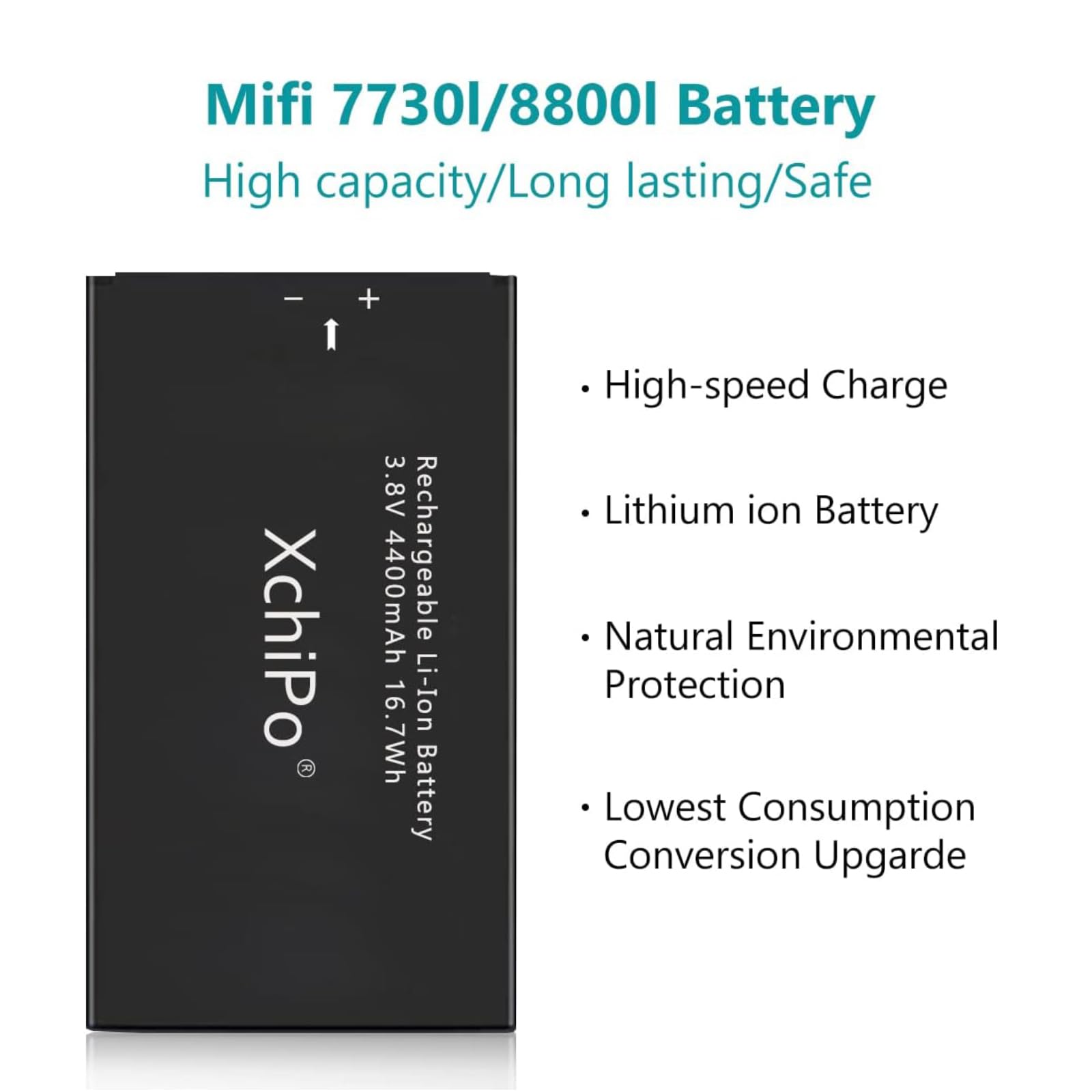 XCY New 4400mAh Replacement Battery for Novatel Jetpack MiFi 7730L Mobile Hotspot 40123117 (1 Pack)