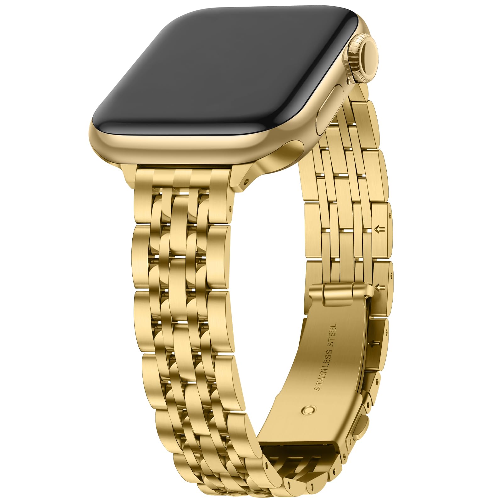 Anlinser Metal Straps Compatible with Apple Watch Strap for Women 49/46/45/44/42/41/40/38mm, Slim Band Designed for iWatch Series 11 10 9 8 7 6 5 4-1 SE (42/41/40/38, Gold)