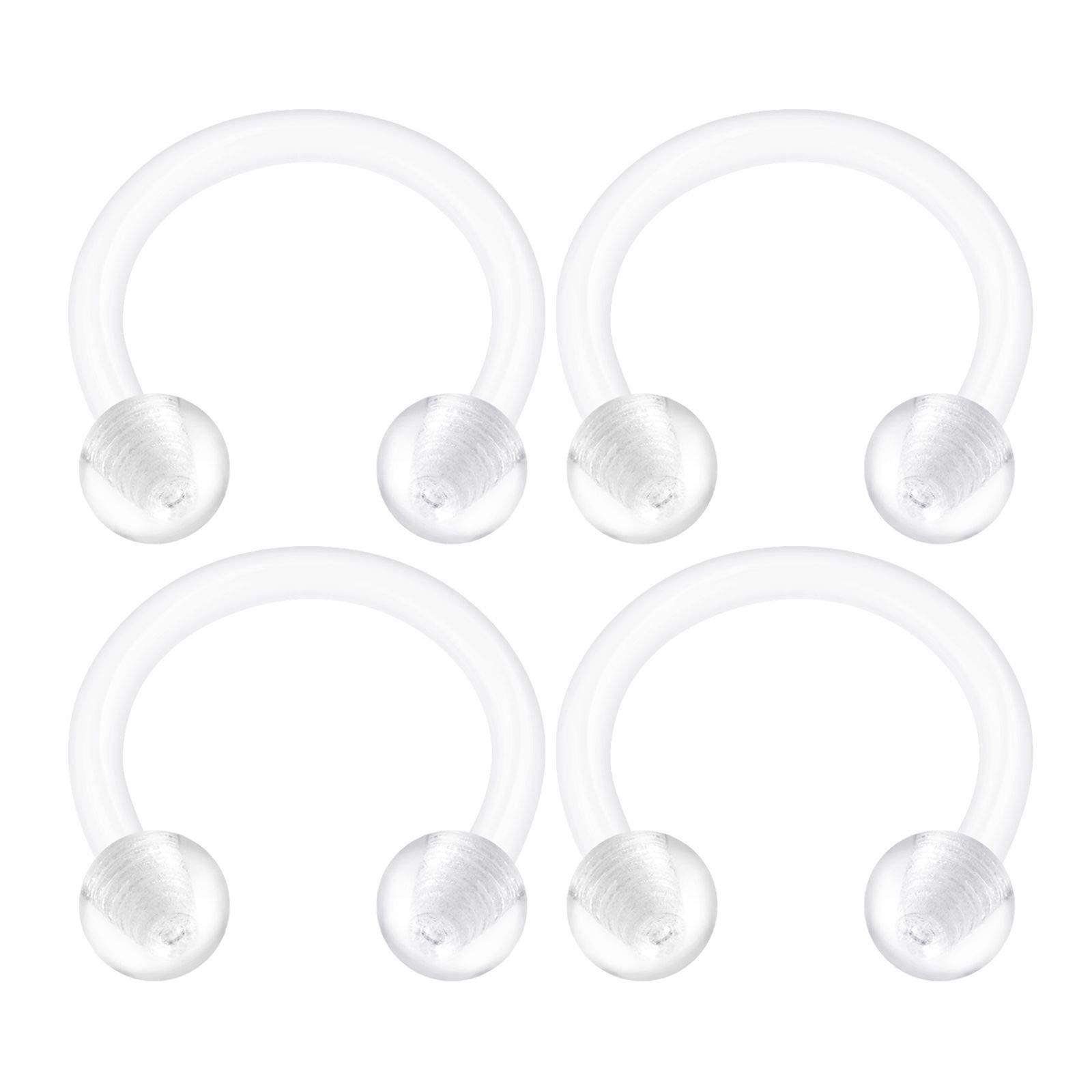 4PCS Flexible Acrylic Clear Horseshoe Retainer 16 Gauge 5/16 8mm Ball Tragus Rook Earrings Cartilage Piercing Jewellery 2485