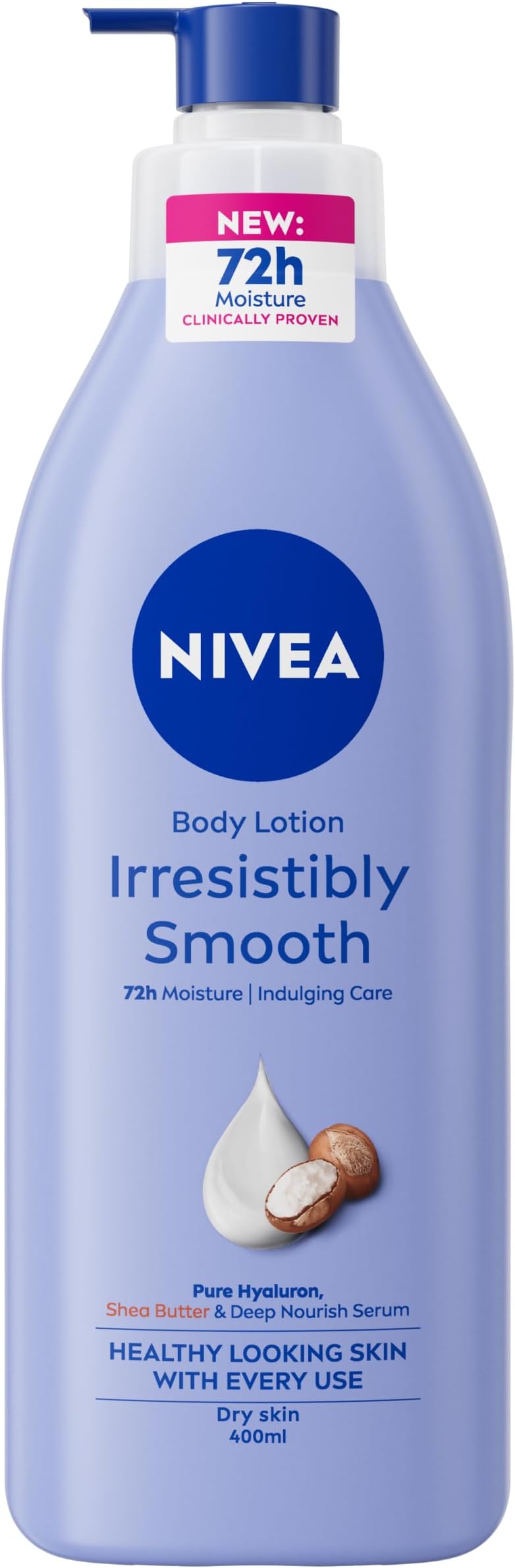 NIVEA Irresistibly Smooth Body Lotion 400ml 72H Hydration Pure Hyaluron Shea
