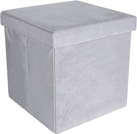 Baúl de almacenaje para asiento, de tela con aspecto de terciopelo