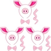 FunisFun 12 Pieces Pig Costume Set, Pig Ears Headband with Nose Tail Bow Tie, Dress up Party Accessories for Halloween Animal Cosplay