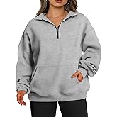 TAKEYAL Plus Size Sweatshirts for Women Pockets Half Zip Pullover Long Sleeve Oversized Drop Shoulder Y2K Clothes