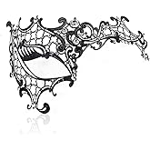 Cosmer Masquerade Mask for Women Shiny Laser Cut Metal Rhinestone Mask Party Porm Ball Mask