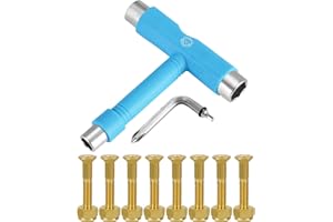 Panjshirv Skateboard Tools Skate Tools Multi-Function Portable Skateboard T Tool Accessory ，T-Type Allen Key and L-Type ，Skateboard Hardware Gold Bolts Set