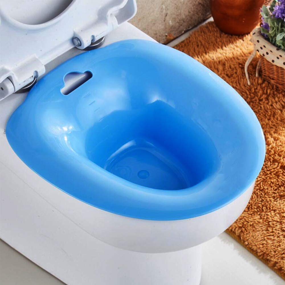 Douper Sitz Bath for Toilet, Sitz Bath Basin Portable Bidet for Pregnant Women, Hemorrhoids Treatment, Perineal Episiotomy Recovery, The Elderly, Postpartum Care, Patients (Blue)