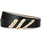 AI DEEBLUE Genuine Leather Belts for Women Belt with Gold Buckle for Jeans Dresses and Casual Outfits