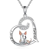 ONEFINITY Dog Necklace Gifts Sterling Silver Chihuahua Schnauzer Shih Tzu Heart Pendant Jewelry for Women