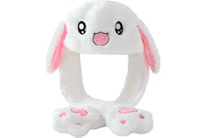 Loiahoer Bunny Hat Moving Ears,Pressing Rabbit Hat Cap Paws Will Make Ears Move,Funny Novelty Gifts for Women Girl