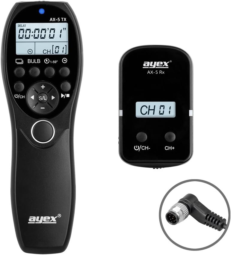 ayex Wireless Timer Remote Shutter Release AX-5 Compatible with Nikon DC0 e.g. Z9 Z8 D850 D810A D800 D700 D5 D4S D3 Fujifilm Finepix S5 Kodak DSC-14N Low/High Speed Continuous Shooting Bulb Timed - Image 5