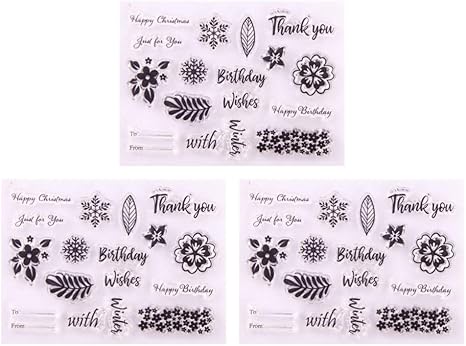 Amazon Milisten 3ピースクリアスタンプ花葉デザイン透明スクラップブックスタンプ用diyクラフトスクラップブッキング日記フォトアルバムカード装飾 スクラップブッキング用品 通販