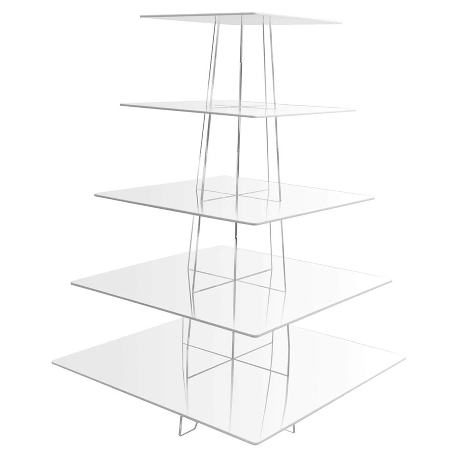 Display4top Cupcake Stand Acrylic Display for Wedding Birthday Party (5 Tier Suqare)