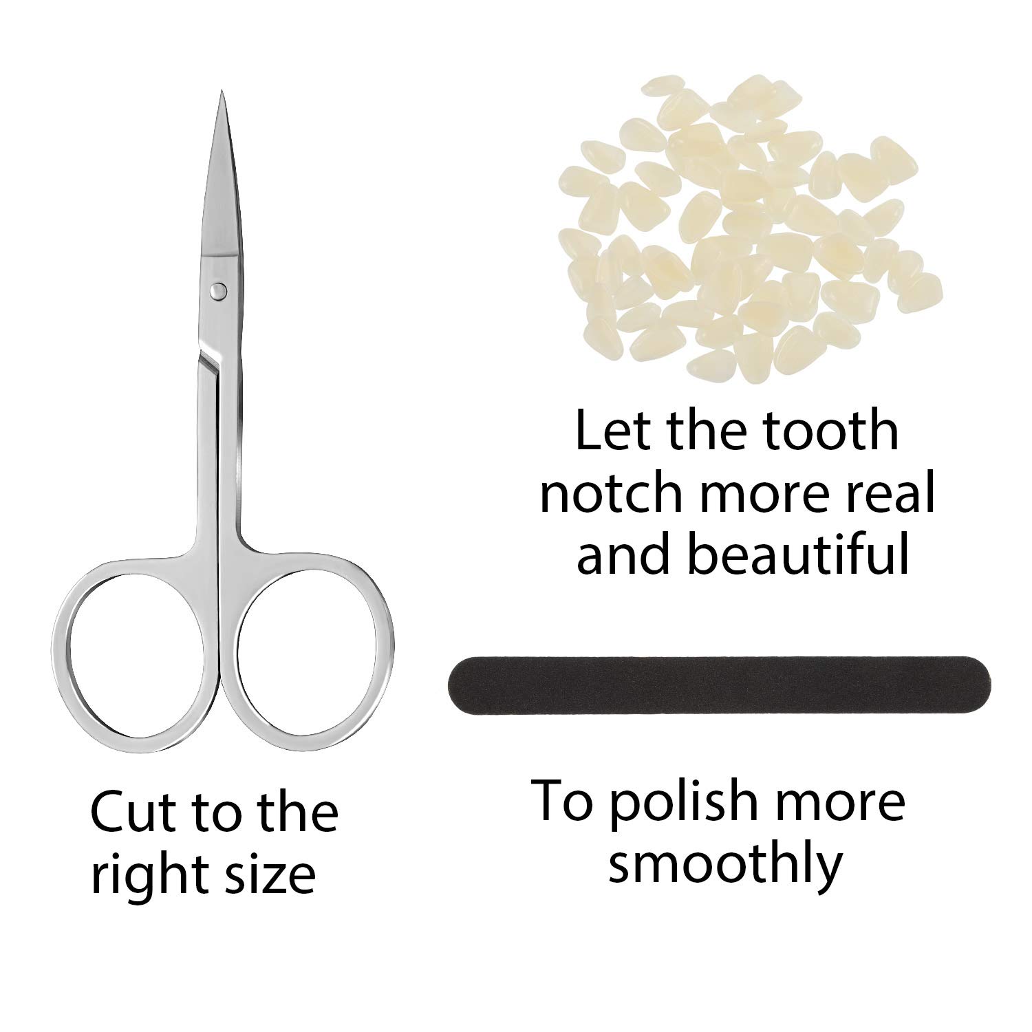 Temporary Tooth Repair Kit 3.53oz Thermal Adhesive Fitting Beads Temporary Tooth Replacements with Black Files and Small Scissor for Fixing Filling Missing Broken Tooth and Fake Teeth Veneers Supplies: Beauty