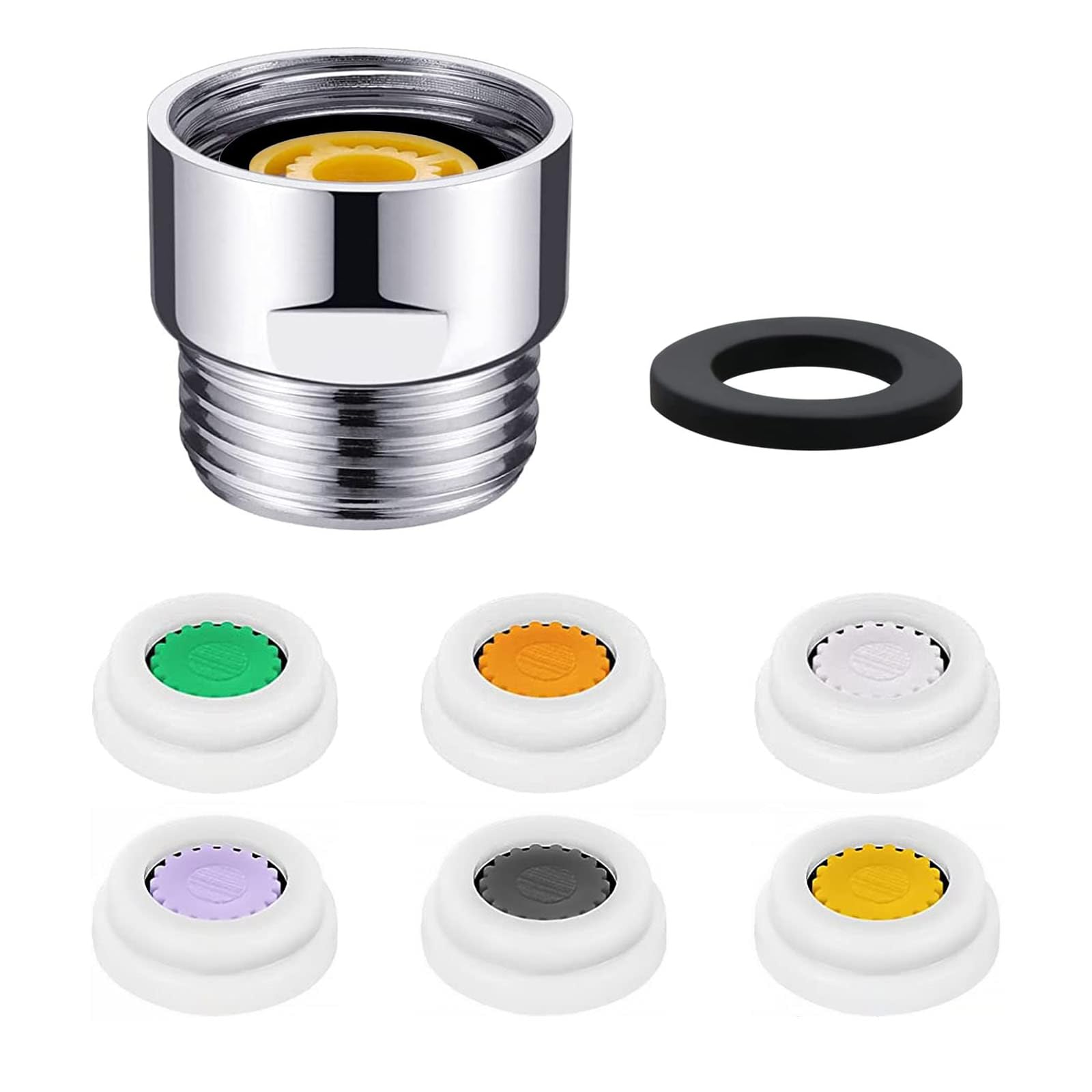 DGHOME Shower Flow Reducer Limiter Water Saving Shower Adapter 6 Different Flows with G1/2 Adapter Tap Washers, 4 L/min to 12 L/min Water Saving and Easy to Install for Hotel Bathrooms