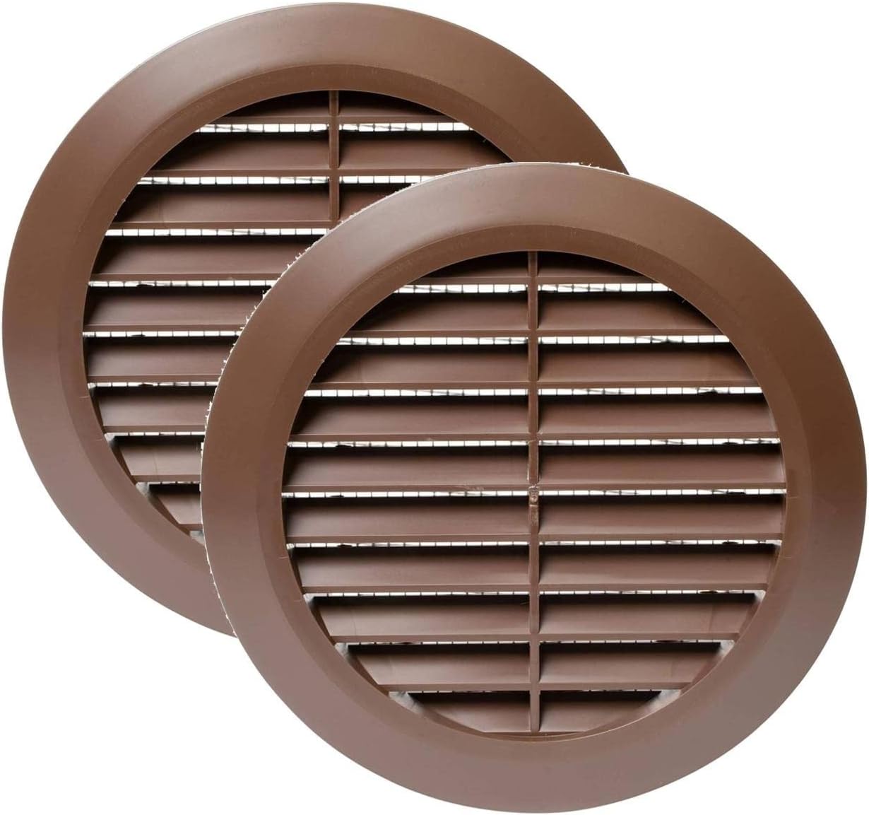 Registers, Grilles & Vents - Vent Systems 4'' Inch - Pack of 2 - Brown - Soffit Vent Cover - Round Air Vent Louver - Grill Cover - Built-in Insect Screen - HVAC Vents for Bathroom, Home Office, Kitchen