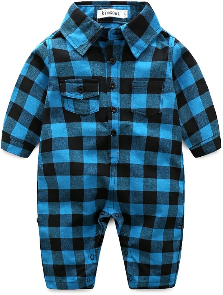 plaid romper baby boy