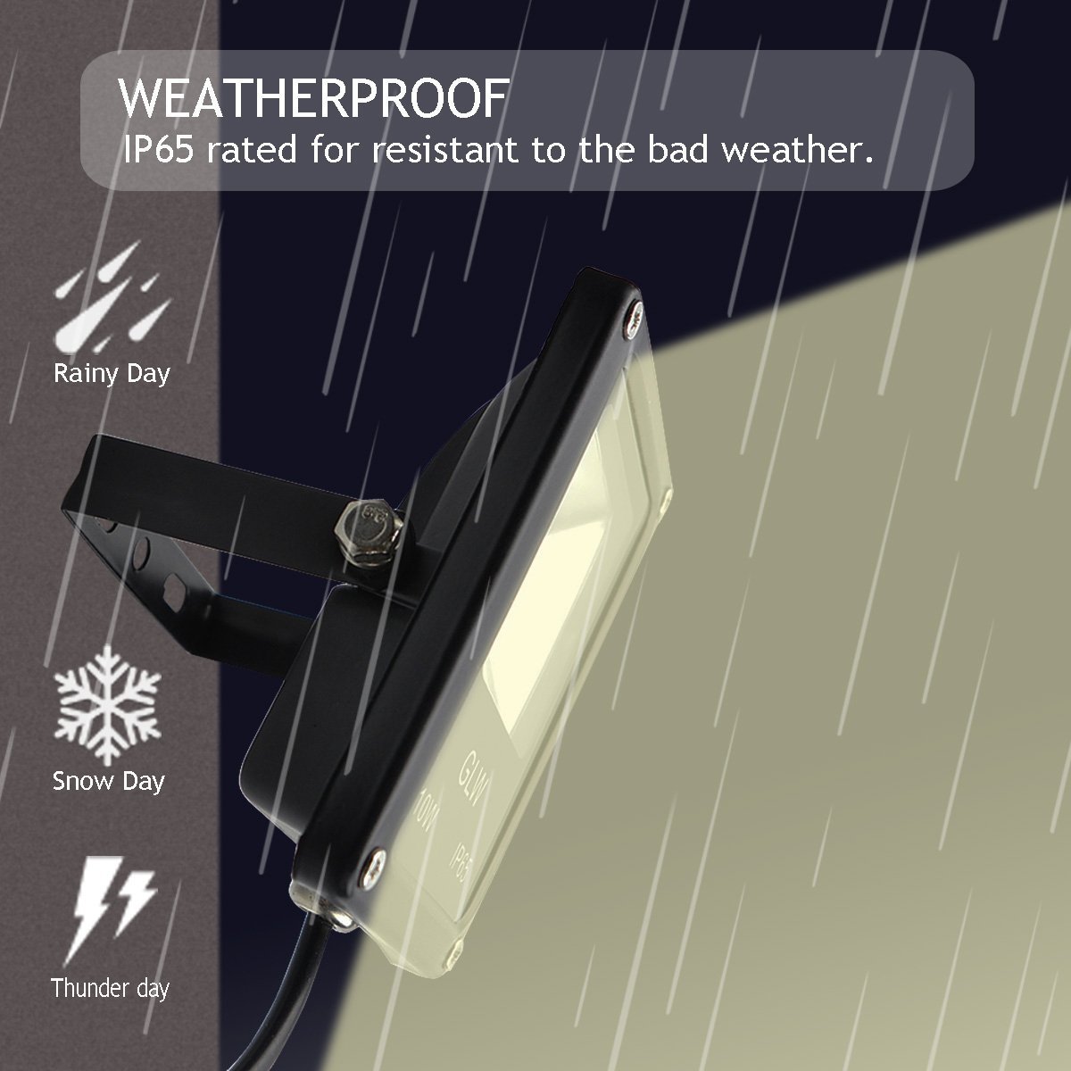 GLW 12V AC or DC LED Flood Light,10W Mini IP65 Waterproof Outdoor Light,900LM,3000K,Warm White Security Light,80W Halogen Bulb Equivalent[2 Pack]