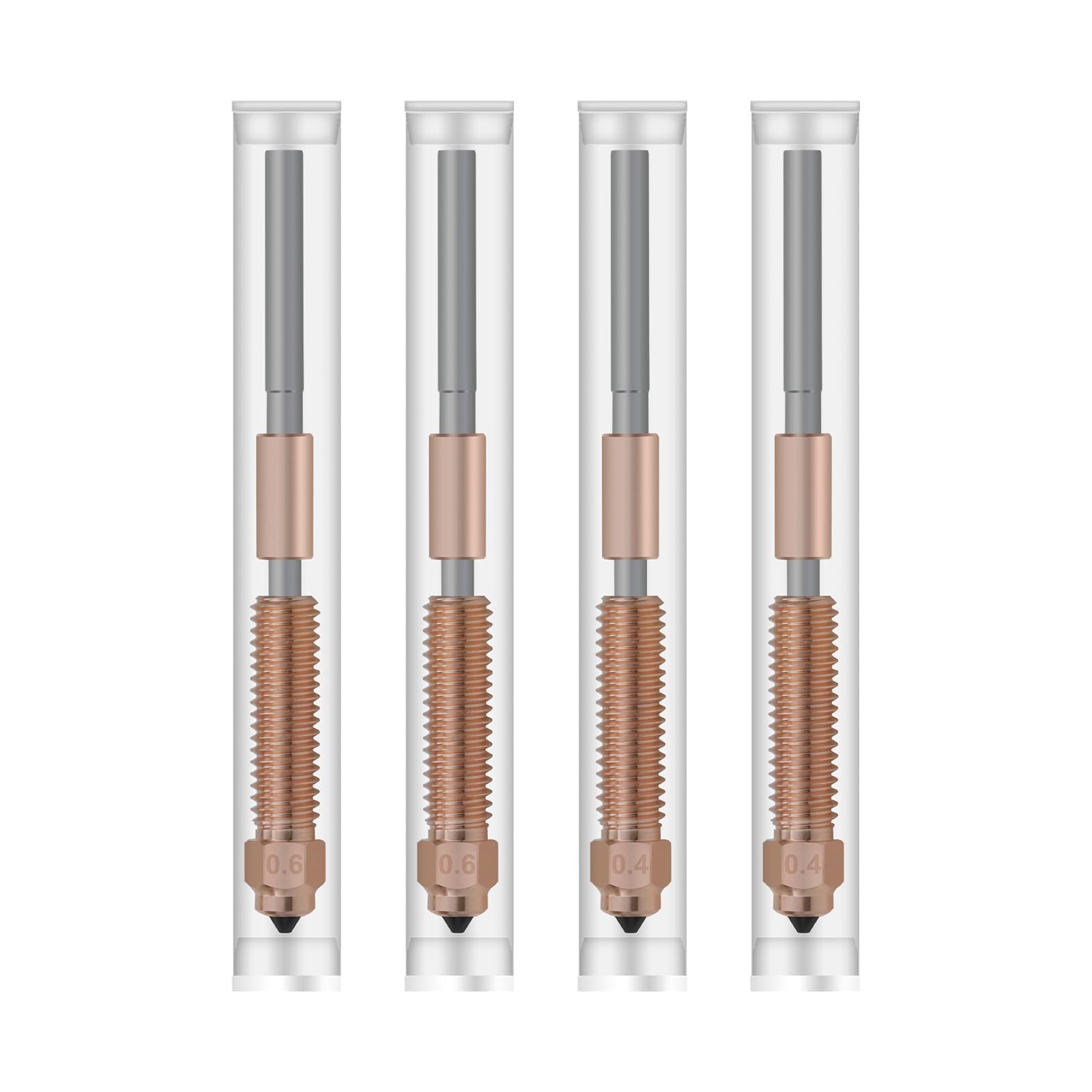 Photo 1 of 2 PCS 0.4mm and 2 PCS 0.6mm K1C Nozzle Unicorn Quick-Swap K1C Nozzle kit with Titanium Alloy Heat Break, Copper Alloy and Hardened Steel for Ender 3 V3, Ender 3 V3 Plus, Creality K1C