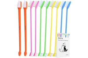 EASYA Double Headed Pet Dog Toothbrush for Small Dogs/Soft Bristles Puppy Long Handle Tooth Brush Dogs Teeth Cleaning/Bulk Toothbrushes (Mixed10 Newly Upgraded)