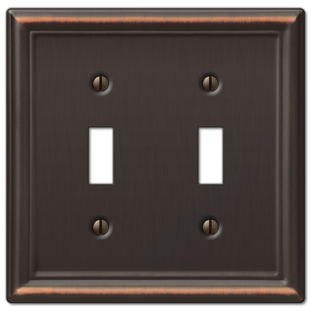 Amerelle 149TTDB Chelsea Wallplate, 2 Toggle, Aged Bronze