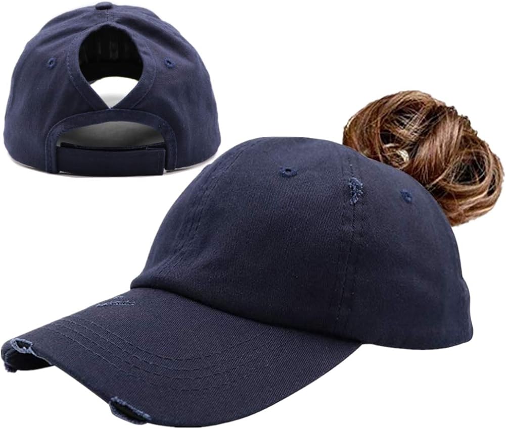 Womens Ponytail Messy High Buns Trucker Ponycaps Plain Baseball Cap Dad Hat Adjustable Snapback Girls Caps