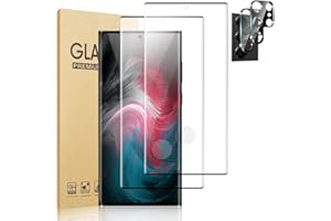 GEVIAHO [2+2 Pack] Galaxy S22 Ultra Glass Screen Protector and Camera Protector, HD Clear 9H Tempered Glass Scratch Resistant, Fingerprint Unlock, Full Coverage, Bubble-Free for Samsung Galaxy S22 Ultra 5G