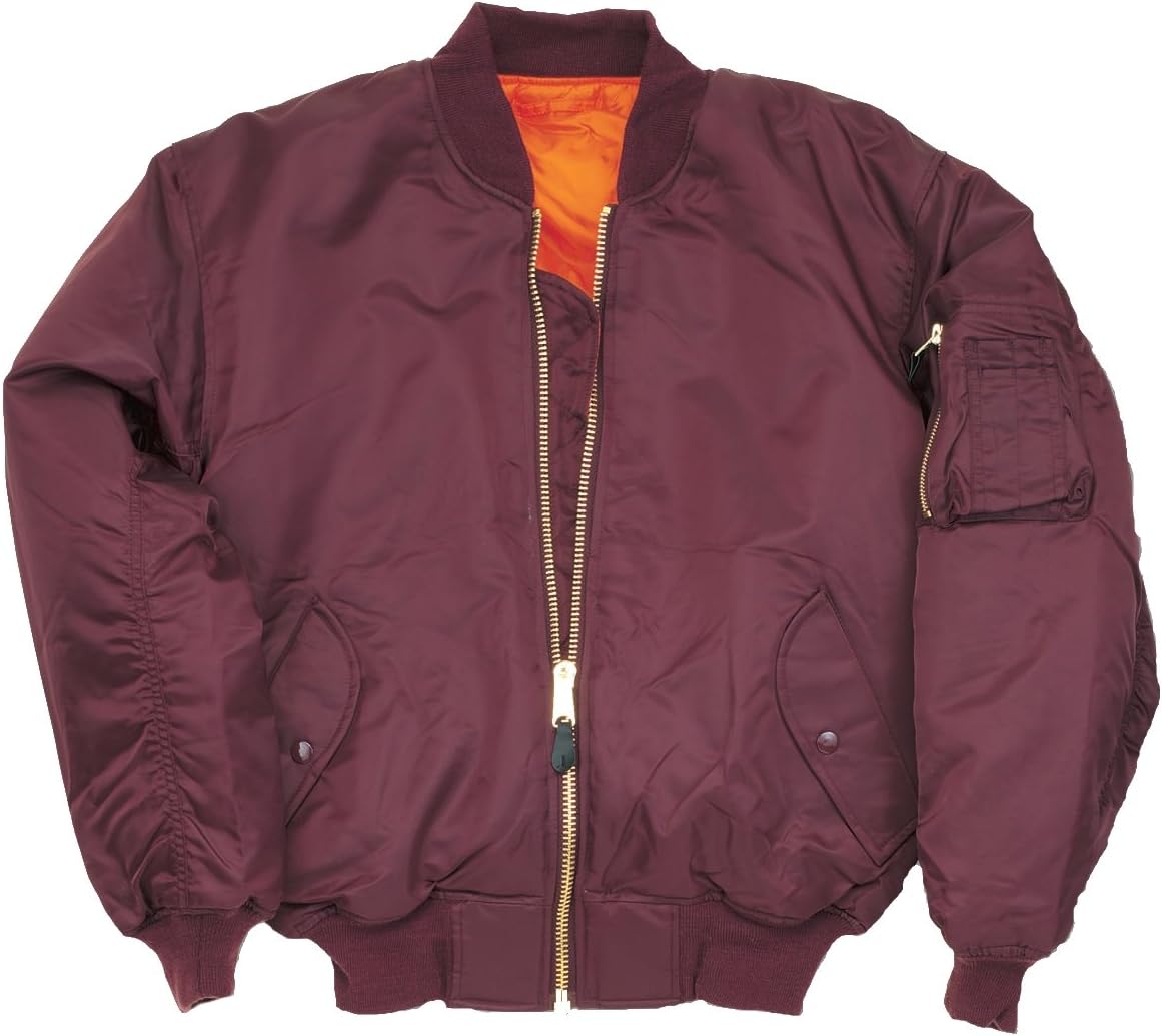 armyandoutdoorsMA1 BOMBER JACKET WITH HEAVY BRASS ZIP (5XL, MAROON)