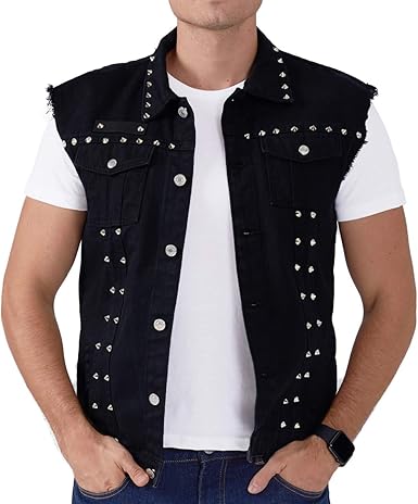 black denim vest punk