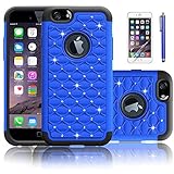 iPhone 6 Plus Case, Sparkle Shimmer Case for iPhone 6 Plus,EC™ Heavy Duty Shock Absorbing Dual Layer Studded Rhinestone Bling Hybrid Protective Case Cover for iPhone 6 Plus 5.5 (Dark Blue)