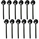 Dicunoy 12 Pack Black Espresso Spoons, 5 Inch MIni Coffee Tea Spoons, 18/10 Stainless Steel Small Spoon for Sugar, Dessert, Cake, Ice Cream, Antipasto, Cappuccino