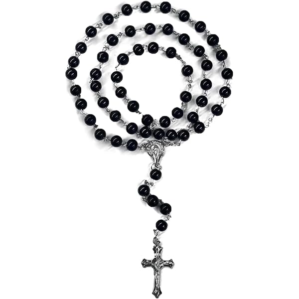 Men's Gold & Silver Tone Virgin Mary Guadalupe 6mm / 28 Rosary Necklace HR600SG