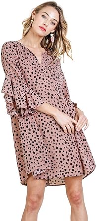 Download Umgee Women S Dalmatian Print Layered Ruffle Sleeve Dress At Amazon Women S Clothing Store