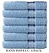 Cotton Craft - 6 Pack - Ultra Soft Extra Large Hand Towels 16x28 Light Blue - 100% Pure Ringspun Cotton - Luxurious Rayon trim - Ideal for Daily Use - Each Towel Weighs 6 Ounces