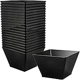 Lillian Tablesettings Black Plastic Square Bowls, 8 oz Small Disposable Serving Bowls for Appetizers, Desserts & Dips, Heavyweight BPA-Free, 20 Count (3.5 x 3.5 in)