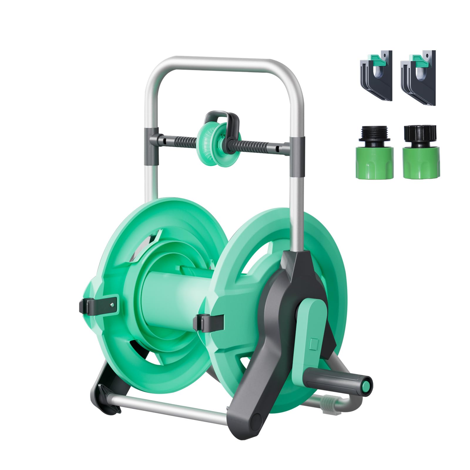 Photo 1 of HVNPSH Garden Hose Reel Cart, Hold Up to 100 Ft of 1/2" Hose, Wall Mounted Water Hose Reel Cart, Portable Garden Hose reels Tools With Built-In Hose Guide, Mobile Hose Reel Cart For Outside