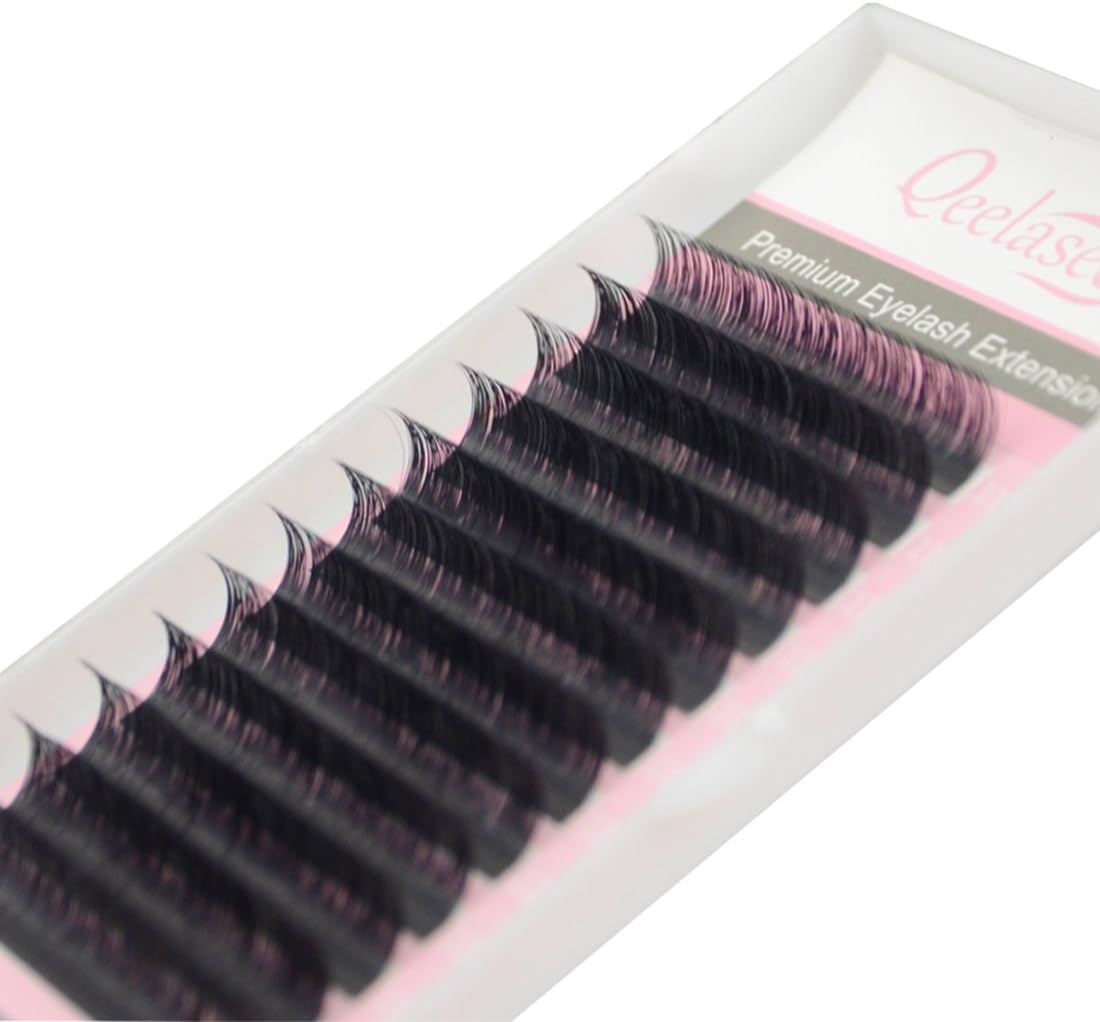 Qeelasee Faux Mink Silk Eyelash Extensions 0.03mm C Curl 10mm Semi-Permanent Individual Lashes Extension Professional Salon Use
