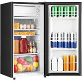HAILANG 3.1Cu.Ft Mini Fridge with Freezer, Single Door Compact Refrigerator | Low noise, LED Light, 5-level temperature control, 2 adjustable shelves, Compact fridge for Office,Dorm