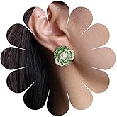 Ximdble Vintage Camellia Flower Earrings Oil Drop Flower Stud Earrings Flower Pearl Earrings Statement Flower Earrings Jewelry for Women
