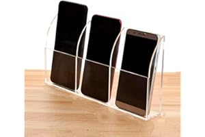 WEIHAOSKY Remote Control Holder, Clear Tv Remote Holder Wall Mount with Bottom Charging Hole, Phone Upright Charging Acrylic Wall Organizer, Wall Phone Holder Storage Box (3 compartments)