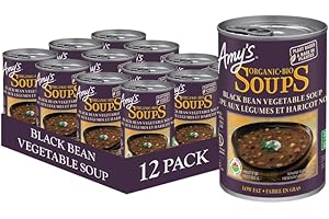 Amy’s Kitchen Organic Black Bean Vegetable Soup – Vegan, Gluten-Free, Dairy-Free, Tree Nut-Free, Kosher, Plant-Based, 12-pack