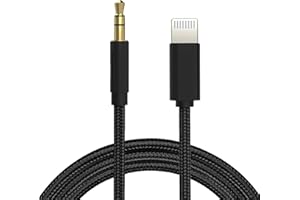 SEULLIYA Aux Cord for iPhone,[Apple MFi Certified] Lightning to 3.5mm AUX Cable for Car Stereo, Headphone, Auxiliary Cable Compatible with iPhone 14 13 12 11 XS XR X 8 7 6 Nylon Braid Black 3.3FT