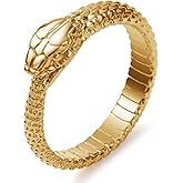 KIRTIJW Snake Ring for Men Stainless Steel Snake Ring Gothic Biker Punk Animal Rings for Men Women Boys Size 7-13