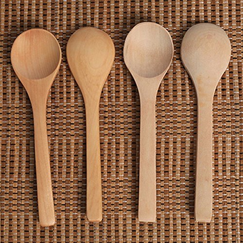 Freedi Wooden Spoons Small Condiment Spoon Honey Coffee Tea Seasoning Sugar Salt Jam Mustard Ice Cream Soup Spoons Tableware Kitchen Utensils Tools 14.5 x 3.6cm,Pack of 10 Pcs - Thumbnail 3