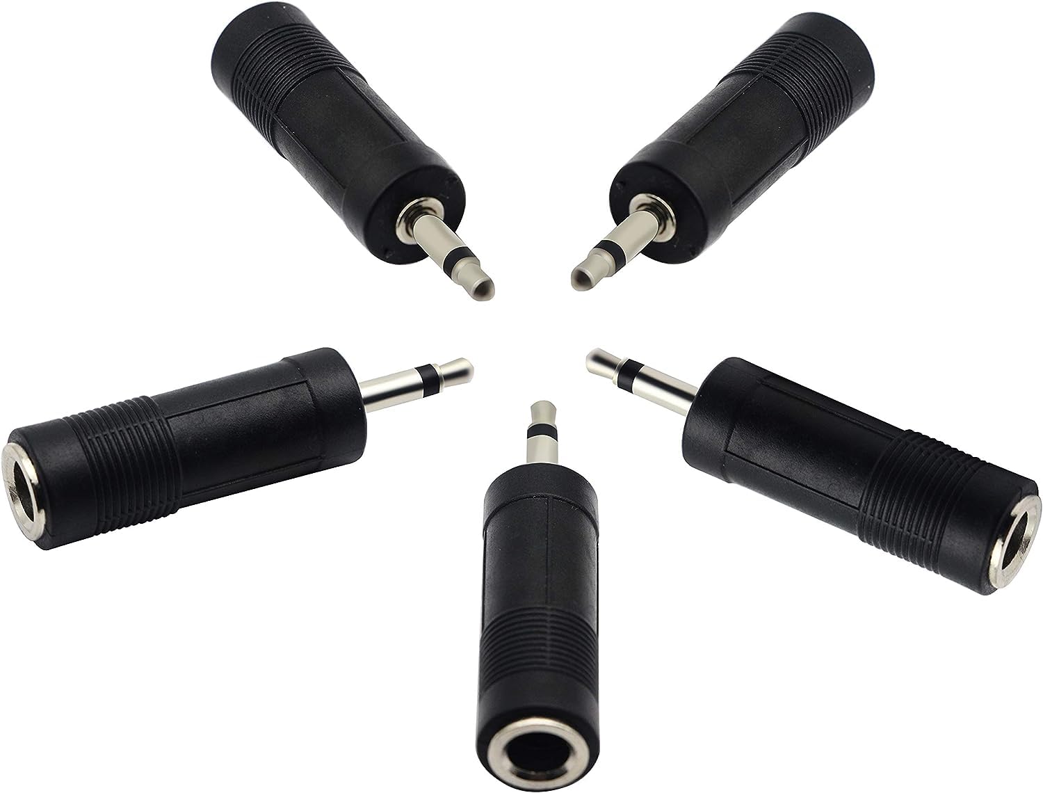 zdyCGTime 3.5mm to 6.35mm Adapter,3.5mm Mono 1/8 inch Audio Male to 6.35mm 1/4 inch Female Mic Plug Adapter Jack Converter.(5 Packs)